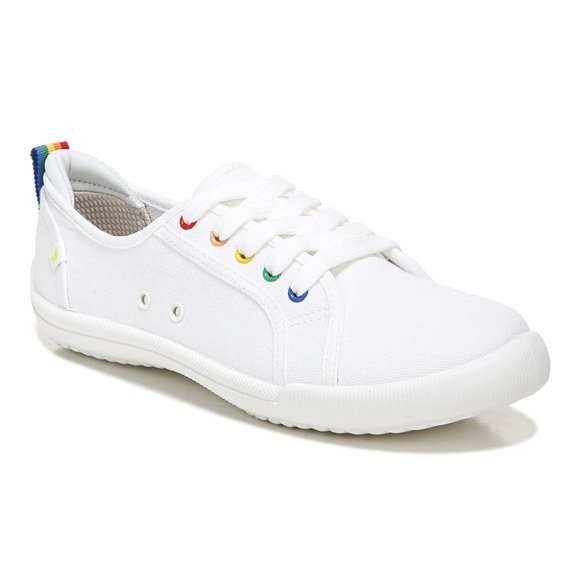 Dr. Scholl's | White w Rainbow Multicolor-Tab Jubilee Comfort Sneaker sz 8M - Picture 1 of 10